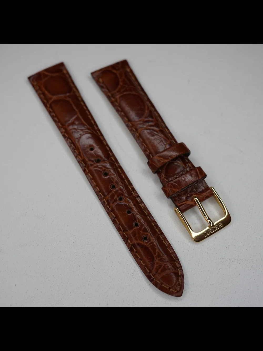 Original Seiko CALF-Z18 18mm Brown Crocodile-Embossed Leather Strap Buckle